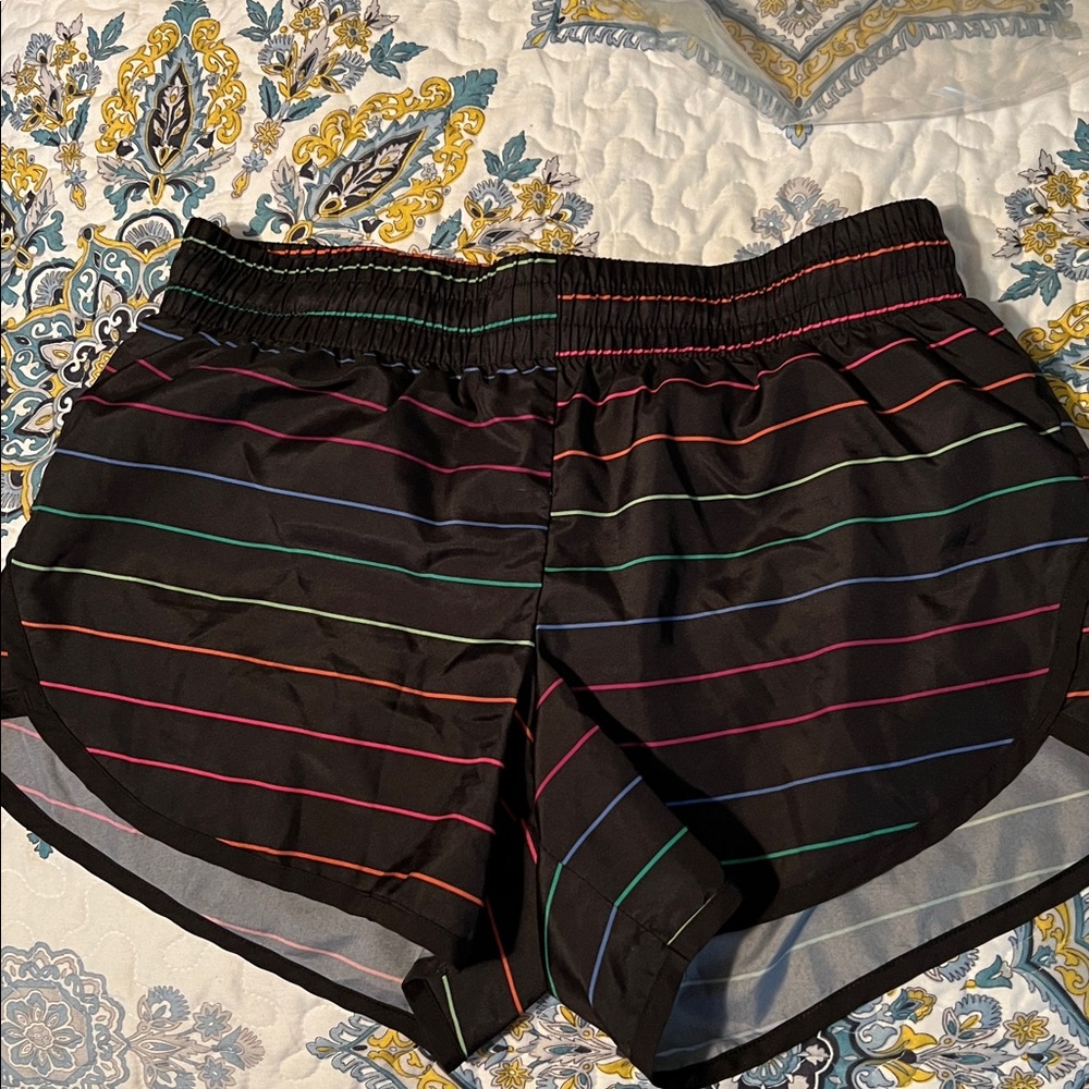 Black Shorts with Multicolor Stripes